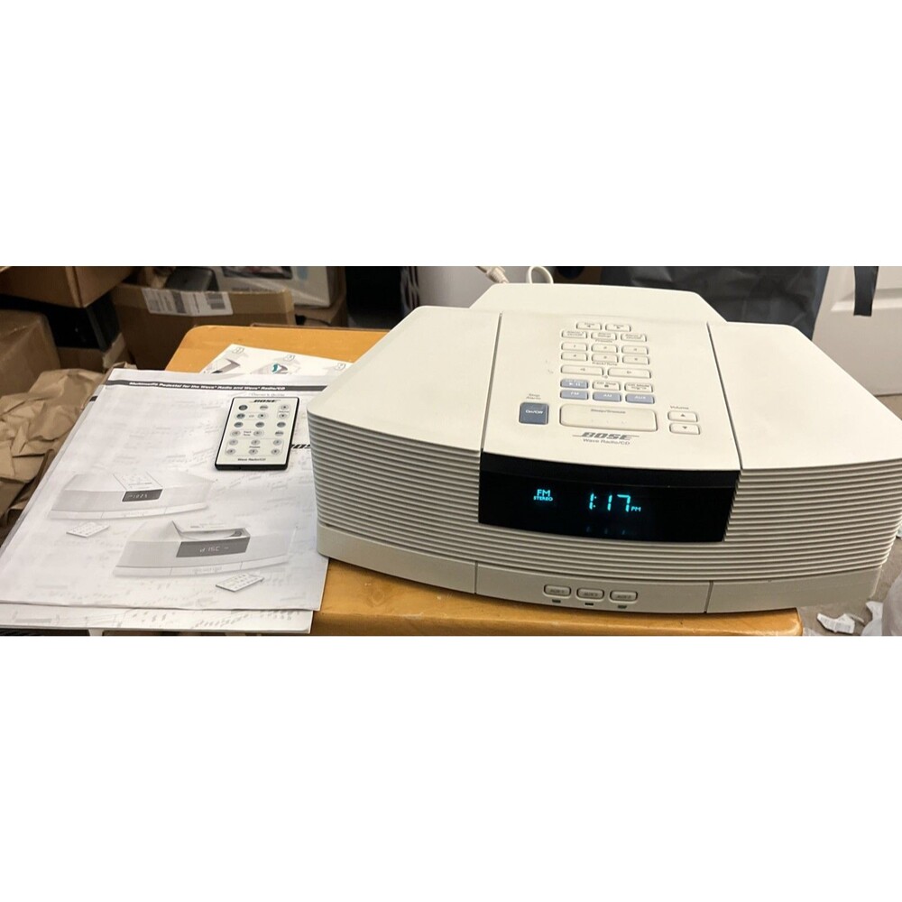 Bose Wave Radio CD AWRC-1P AM-FM Clock Alarm + Pedestal AWACCQ Remote Very Clean